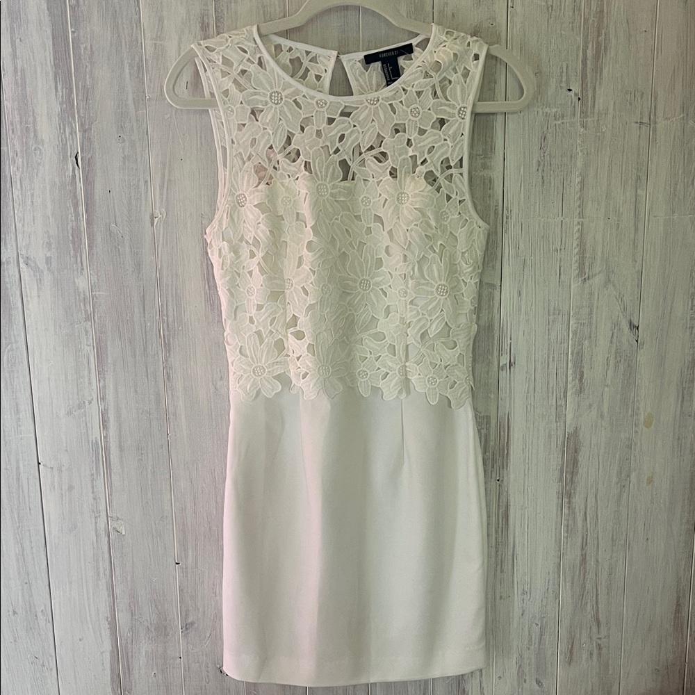 Forever 21 Floral Lace Mini Dress - White